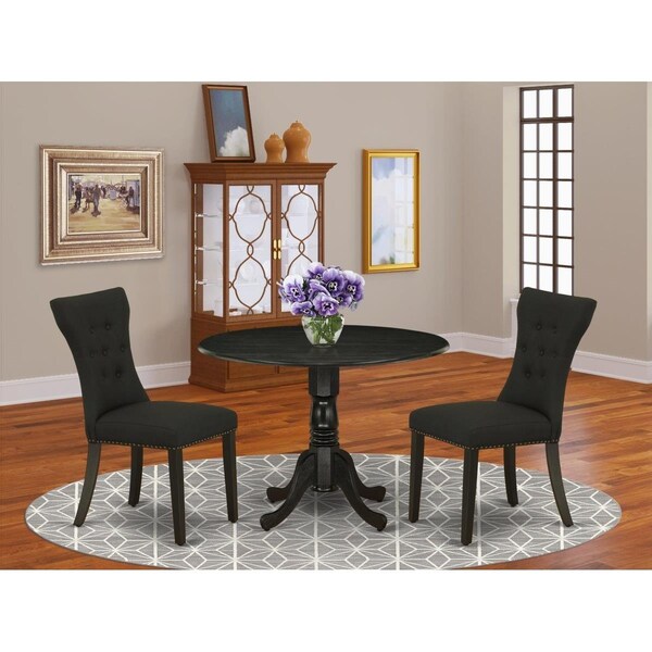 East West Furniture 3 Piece Dublin Table & Chairs Dining Set - Black DLGA3-BLK-24 - main